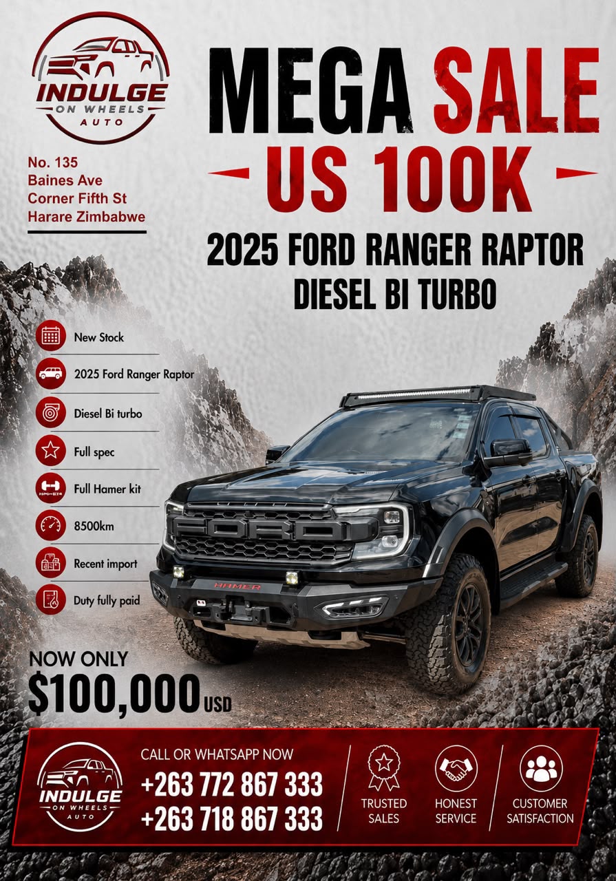 2025 Ford Ranger Raptor Diesel Bi Turbo for sale in Harare at Indulge On Wheels Auto