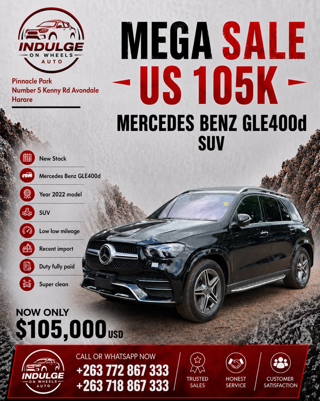 Mercedes Benz GLE400d SUV for sale in Harare at Indulge On Wheels Auto